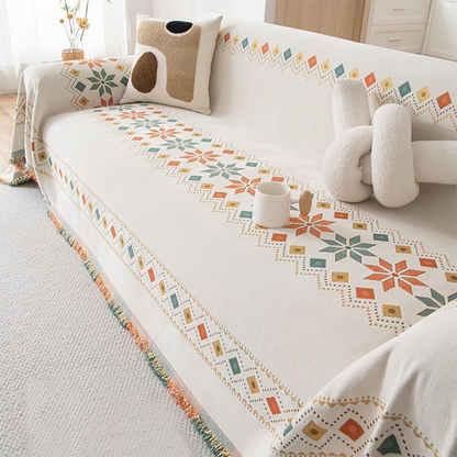 🌟 Hot Sale 50% OFF 🛋️ Bohemian-Style Sofa Cover 💝 Fringe Trim Reversible Design