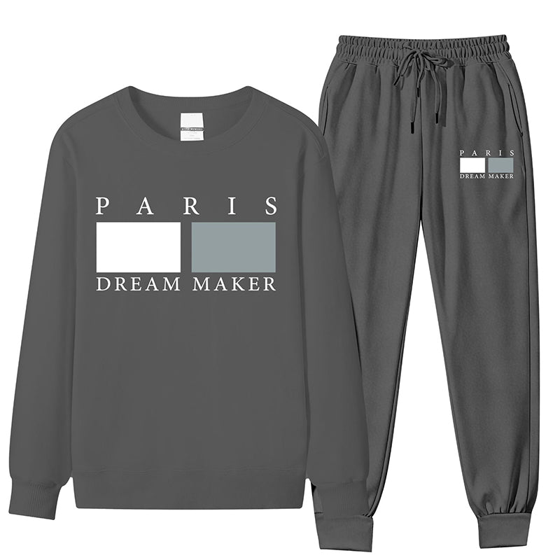 Men's Letter Print Top & Drawstring Waist Pants Set🚛Free Shipping