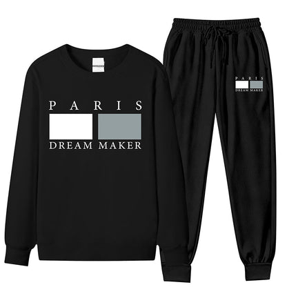 Men's Letter Print Top & Drawstring Waist Pants Set🚛Free Shipping