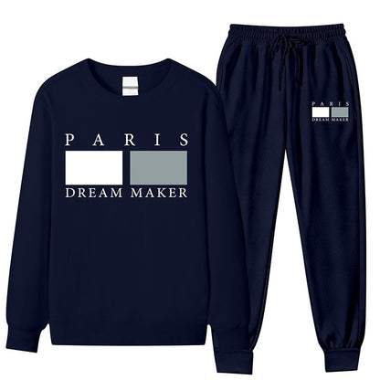 Men's Letter Print Top & Drawstring Waist Pants Set🚛Free Shipping