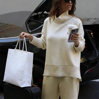 High-Neck Side-Zip Sweatshirt & Pants Set 🚛Free Shipping