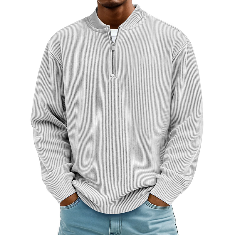 Men's Quarter-Zip Ribbed Long Sleeve Pullover🚛Free Shipping On Orders Of Two Or More