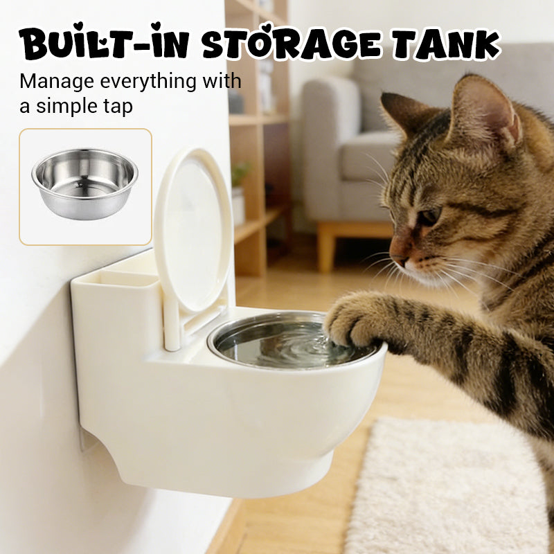 Wall-Mounted Toilet-Shaped Cat Bowl