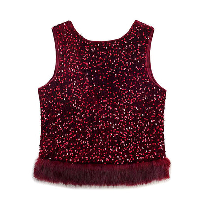 Women's Sleeveless Sequin Top & Pants Set