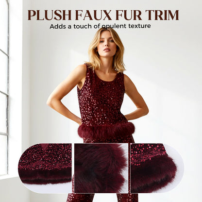 Women's Sleeveless Sequin Top & Pants Set