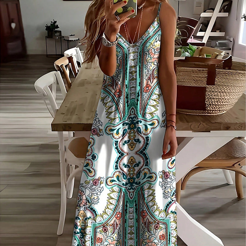 ⏳🔥2026 Hot Sale🎁Women’s Retro Print V-Neck Sleeveless Maxi Dress🔥Buy 2 Get Free Shipping🔥
