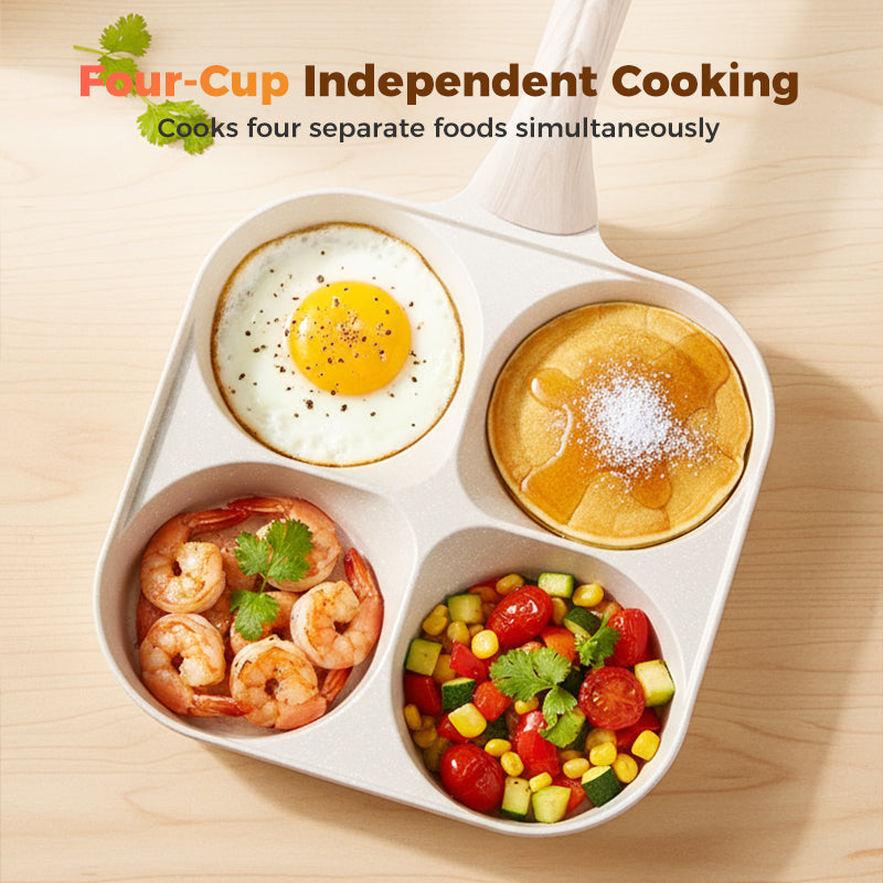 🍳4-Cup Divided Non-Stick Frying Pan ✨Perfect For Quickly Making Delicious And Healthy Breakfasts