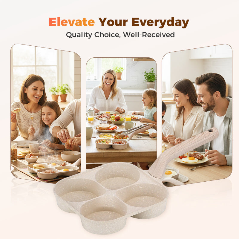 🍳4-Cup Divided Non-Stick Frying Pan ✨Perfect For Quickly Making Delicious And Healthy Breakfasts