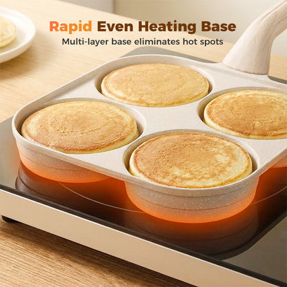 🍳4-Cup Divided Non-Stick Frying Pan ✨Perfect For Quickly Making Delicious And Healthy Breakfasts