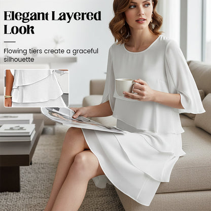 🌸Spring Sale 50% OFF🎁👗Women's Elegant Layered Ruffle Sleeve Dress – Effortless Style for Every Occasion💃