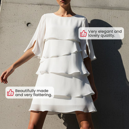 🌸Spring Sale 50% OFF🎁👗Women's Elegant Layered Ruffle Sleeve Dress – Effortless Style for Every Occasion💃
