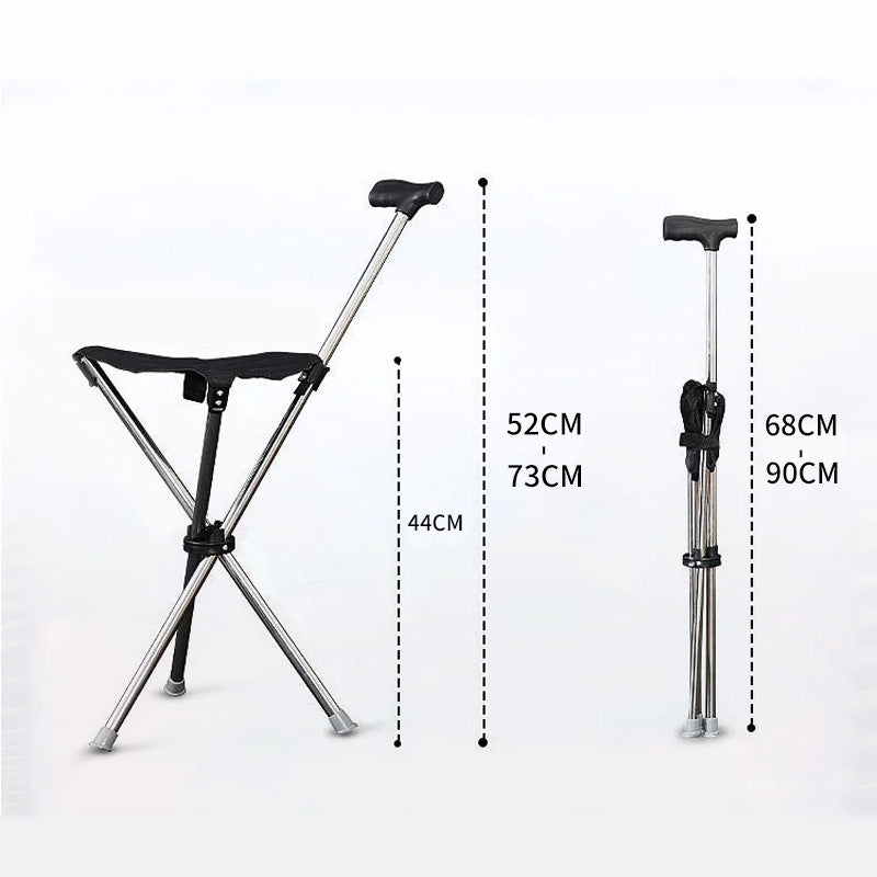🦯2-in-1 Foldable Cane With Chair🌟 Freedom To Walk, Rest, And Explore With Ease!