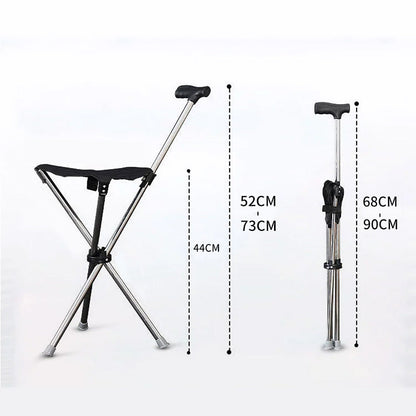 🦯2-in-1 Foldable Cane With Chair🌟 Freedom To Walk, Rest, And Explore With Ease!