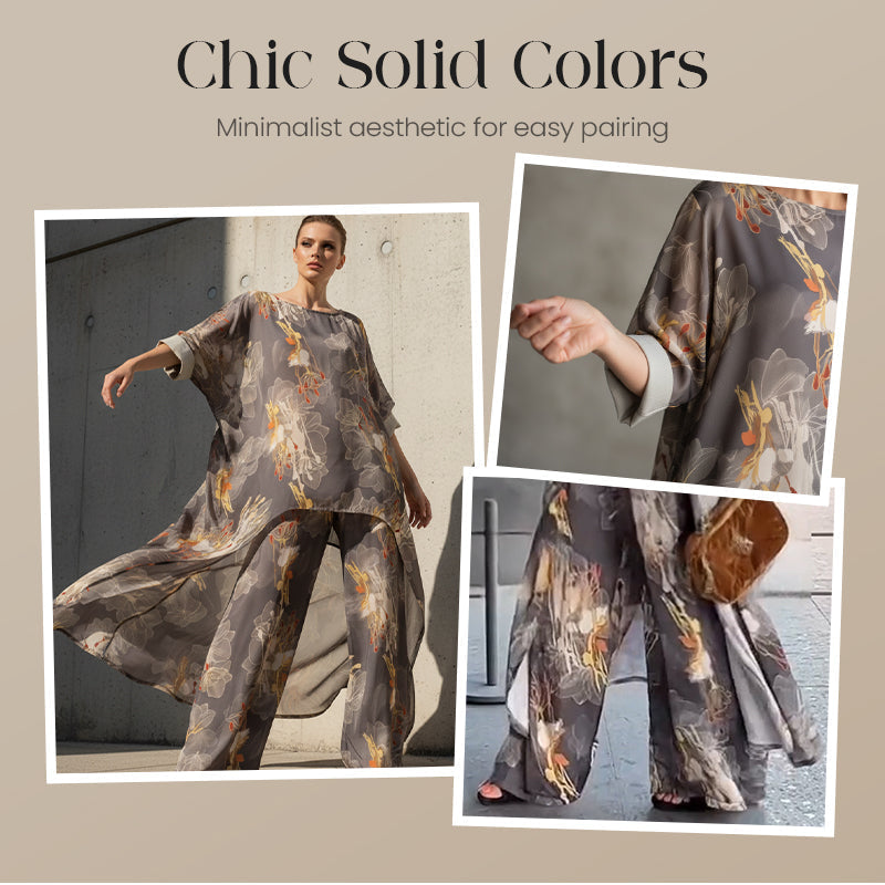 Women's Floral Print Asymmetrical Tunic & Pants Set ✈️ Free Shipping