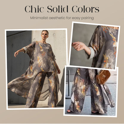 Women's Floral Print Asymmetrical Tunic & Pants Set ✈️ Free Shipping