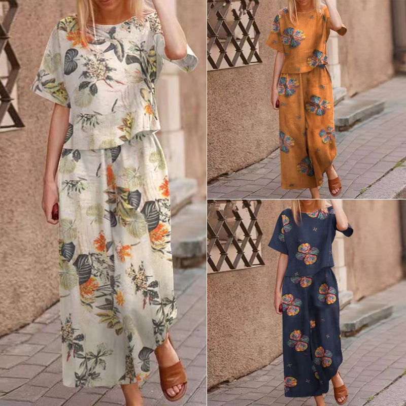 🔥✨50% Off On The Last Day ⏳⏰Women's Loose Print Top ＆ Pants 2-Piece Set
