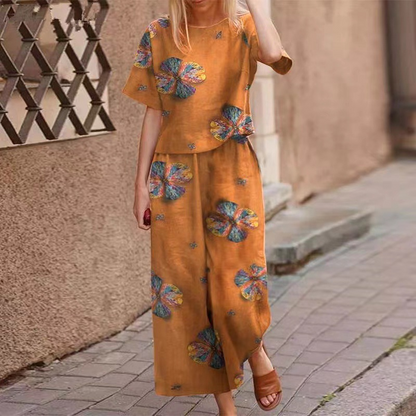 🔥✨50% Off On The Last Day ⏳⏰Women's Loose Print Top ＆ Pants 2-Piece Set