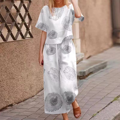 🔥✨50% Off On The Last Day ⏳⏰Women's Loose Print Top ＆ Pants 2-Piece Set