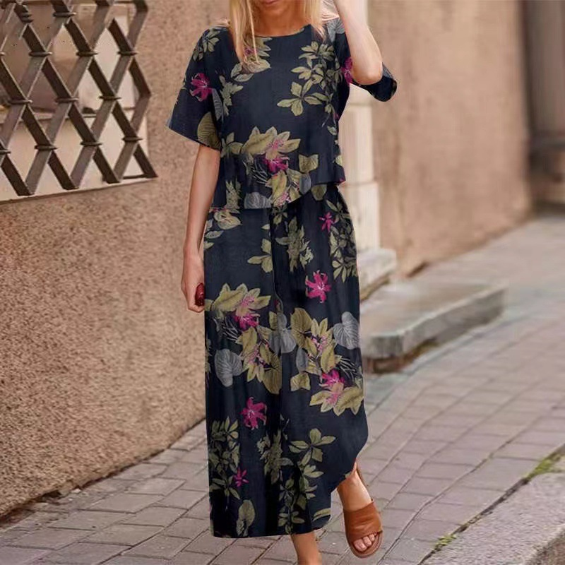 🔥✨50% Off On The Last Day ⏳⏰Women's Loose Print Top ＆ Pants 2-Piece Set