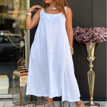 Women's Cotton Linen Cami Dress with Pockets🔥✨Exuding Elegance And Charm