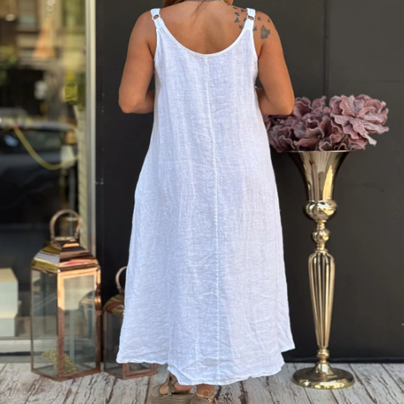 Women's Cotton Linen Cami Dress with Pockets🔥✨Exuding Elegance And Charm