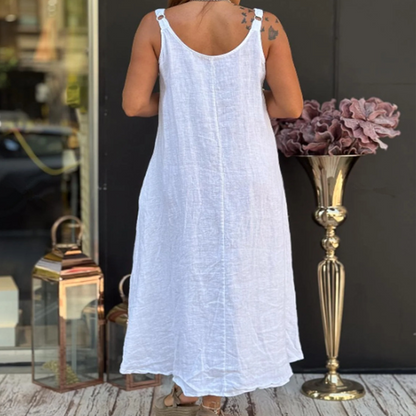Women's Cotton Linen Cami Dress with Pockets🔥✨Exuding Elegance And Charm