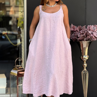 Women's Cotton Linen Cami Dress with Pockets🔥✨Exuding Elegance And Charm