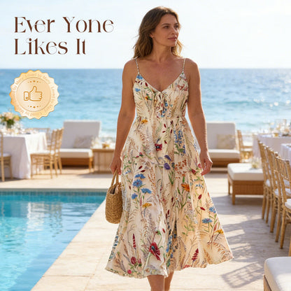 👗New Arrival 50% OFF!🥰Plus Size Floral Print Spaghetti Strap Midi Dress