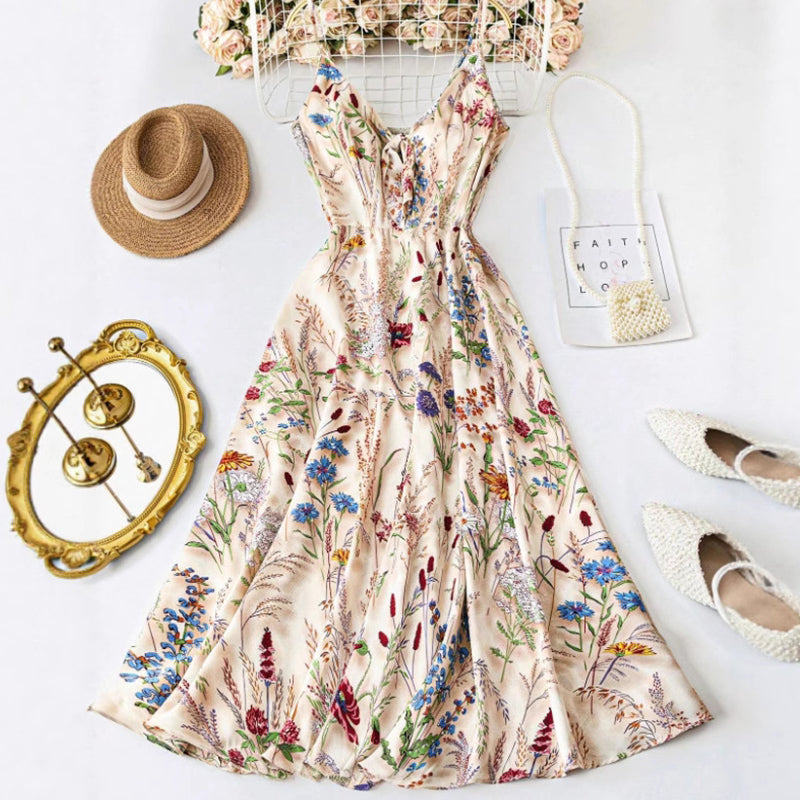 👗New Arrival 50% OFF!🥰Plus Size Floral Print Spaghetti Strap Midi Dress