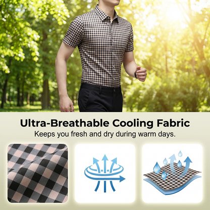 💼Men's Stretch Plaid Short-Sleeve Shirt 👔 Look Sharp, Feel Comfortable