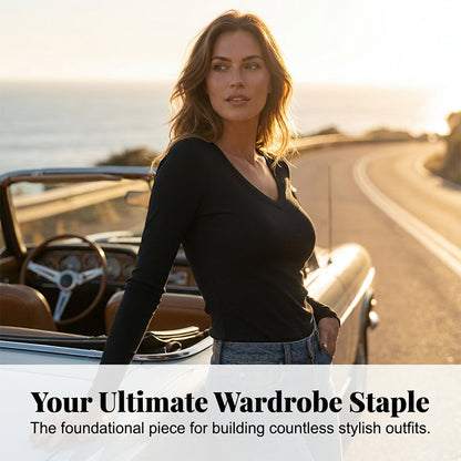🌟Slim Fit Basic V-Neck Tee for Women 💫 Effortless Elegance