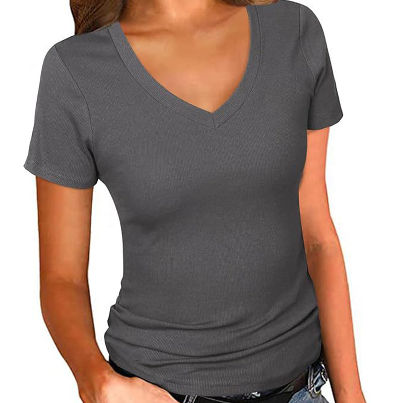 🌟Slim Fit Basic V-Neck Tee for Women 💫 Effortless Elegance