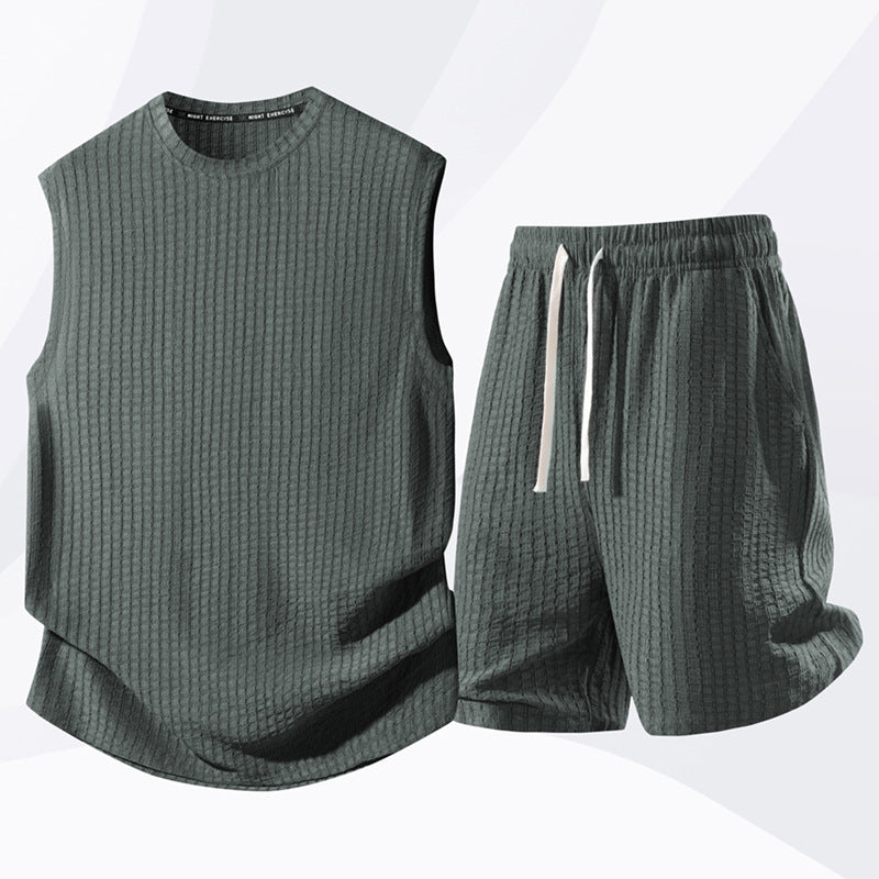 💪 Stay Cool & Comfortable With Men's Casual Sportswear Tank Top & Shorts Set🌞