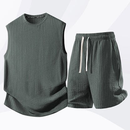💪 Stay Cool & Comfortable With Men's Casual Sportswear Tank Top & Shorts Set🌞