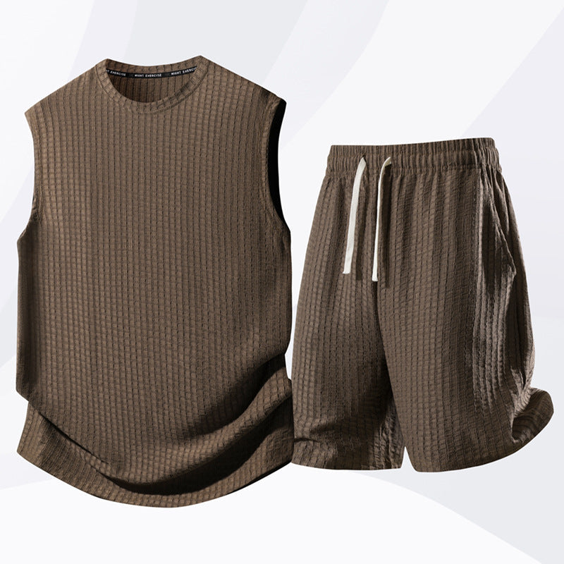 💪 Stay Cool & Comfortable With Men's Casual Sportswear Tank Top & Shorts Set🌞