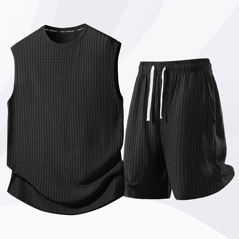 💪 Stay Cool & Comfortable With Men's Casual Sportswear Tank Top & Shorts Set🌞