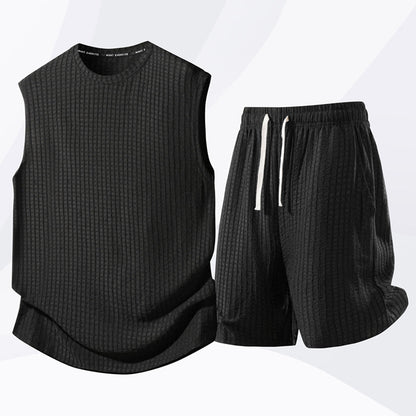 💪 Stay Cool & Comfortable With Men's Casual Sportswear Tank Top & Shorts Set🌞