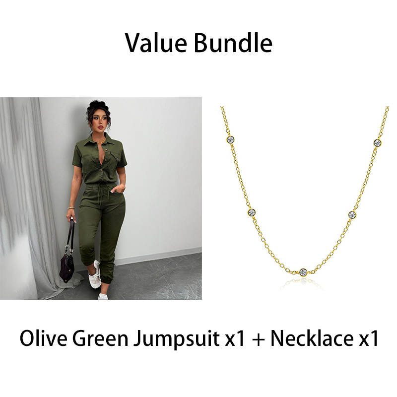 🥳2026 HOT SALE🥳💞50K+ SOLD!Women's Short Sleeve Button-Front Jumpsuit