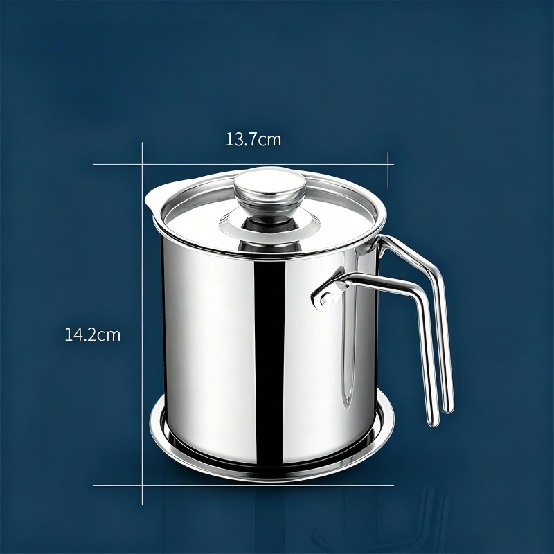 🛢️ Stainless Steel Oil Strainer Pot With Lid – Clean, Safe & Effortless🍳