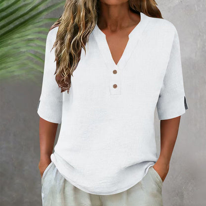 💥✨Limited-time 50% Off Special Offer 💫Women's Casual V-Neck Button Top