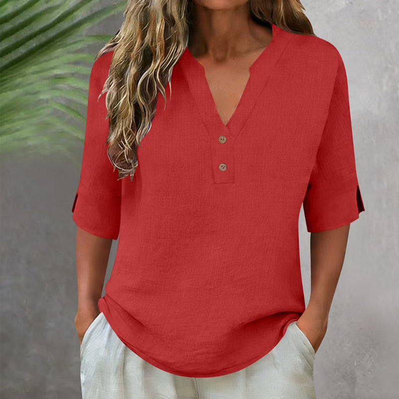 💥✨Limited-time 50% Off Special Offer 💫Women's Casual V-Neck Button Top