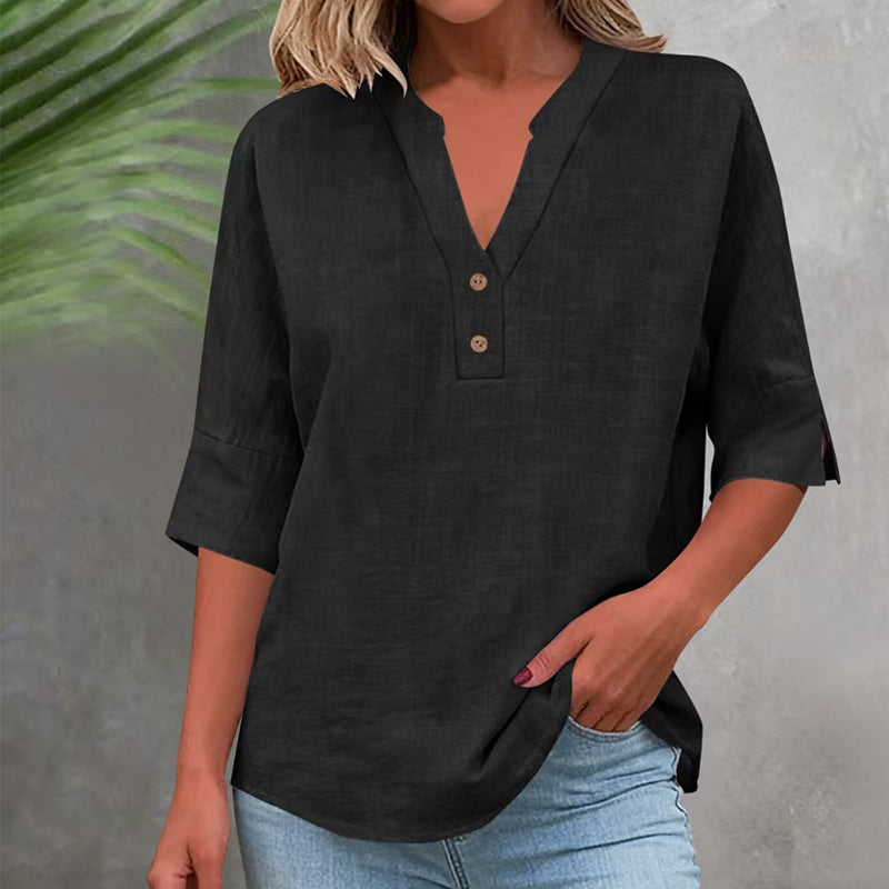 💥✨Limited-time 50% Off Special Offer 💫Women's Casual V-Neck Button Top