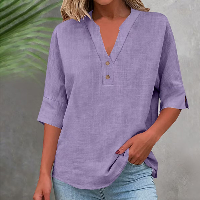 💥✨Limited-time 50% Off Special Offer 💫Women's Casual V-Neck Button Top