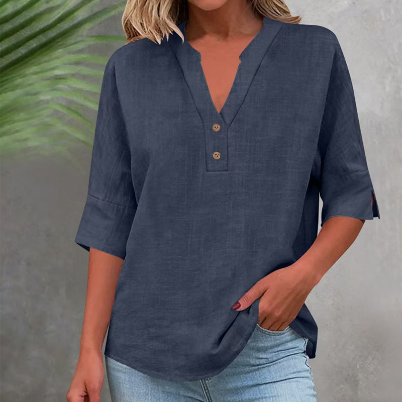 💥✨Limited-time 50% Off Special Offer 💫Women's Casual V-Neck Button Top