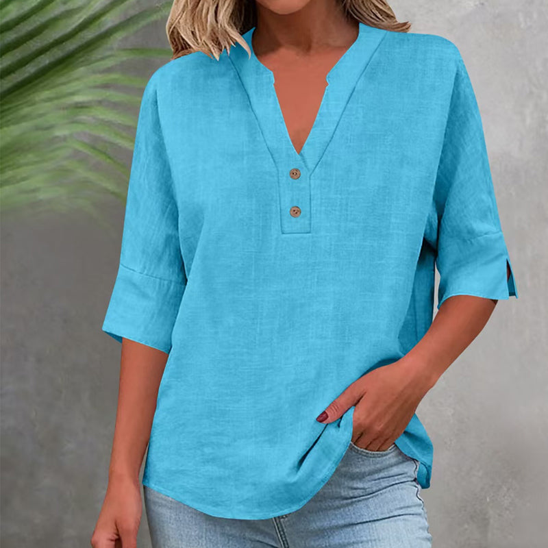 💥✨Limited-time 50% Off Special Offer 💫Women's Casual V-Neck Button Top