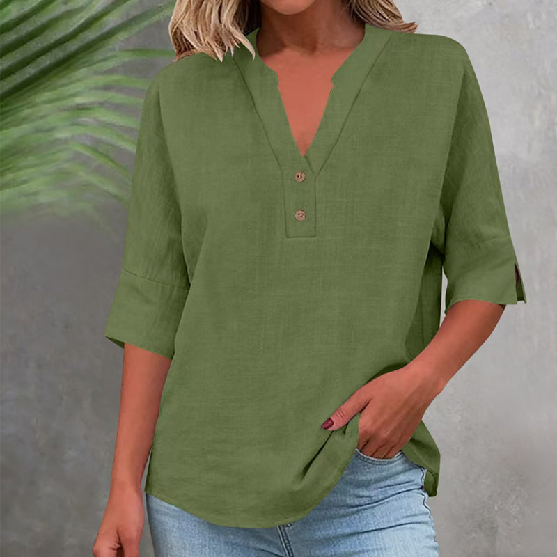 💥✨Limited-time 50% Off Special Offer 💫Women's Casual V-Neck Button Top