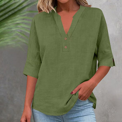 💥✨Limited-time 50% Off Special Offer 💫Women's Casual V-Neck Button Top