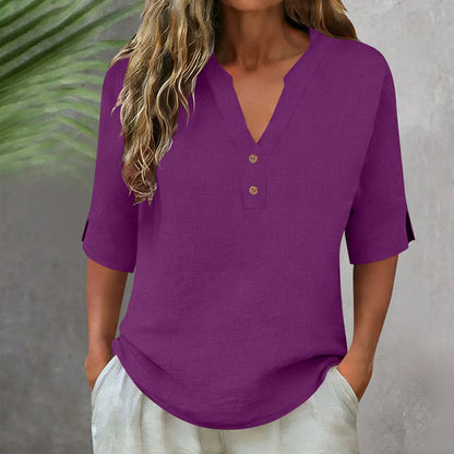 💥✨Limited-time 50% Off Special Offer 💫Women's Casual V-Neck Button Top
