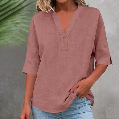 💥✨Limited-time 50% Off Special Offer 💫Women's Casual V-Neck Button Top