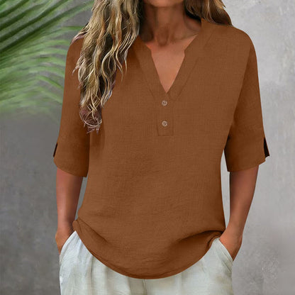 💥✨Limited-time 50% Off Special Offer 💫Women's Casual V-Neck Button Top